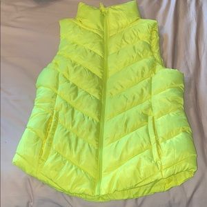 Neon Yellow Puffer Vest size small